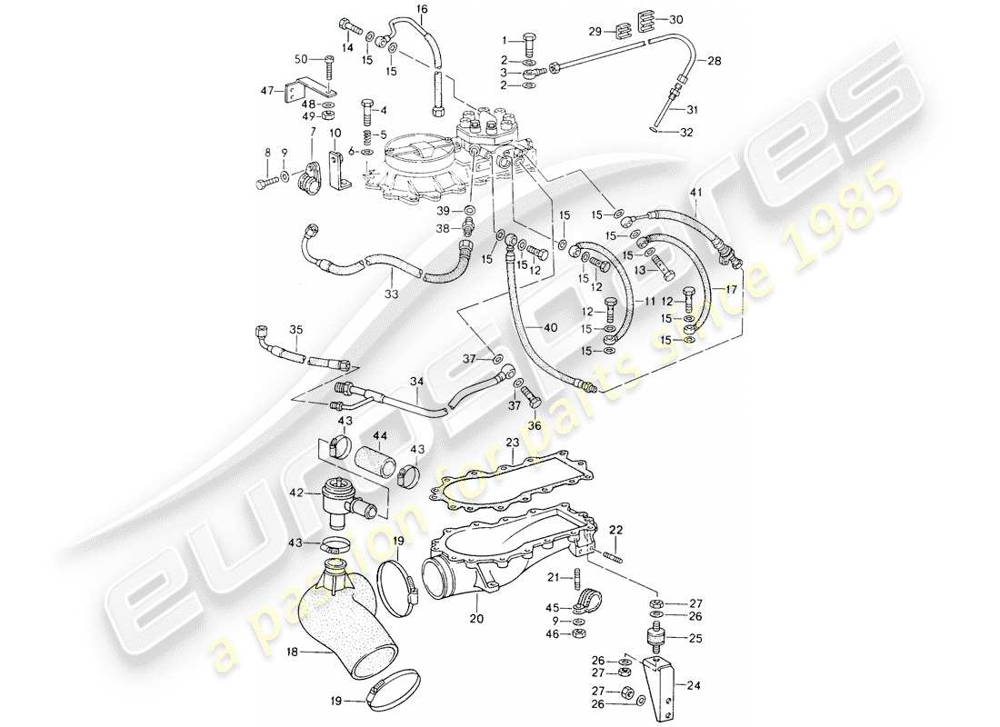 porsche 1990 (964) k-jetronic diagrama de piezas