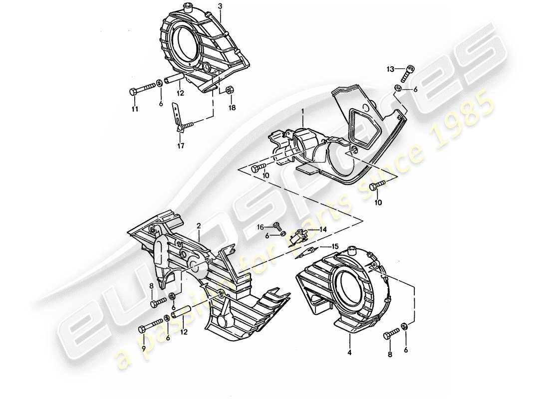 porsche 1994 (928) cubre correa dentada diagrama de piezas