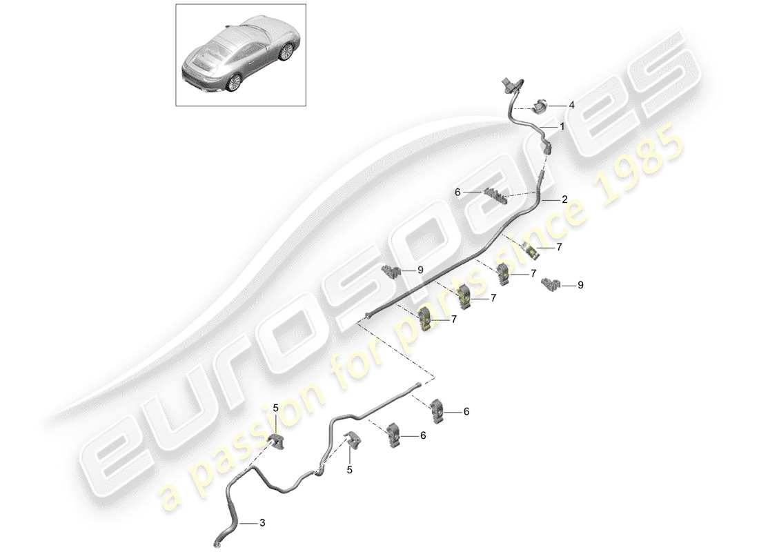 porsche 2020 (991-2) línea de vacío diagrama de piezas