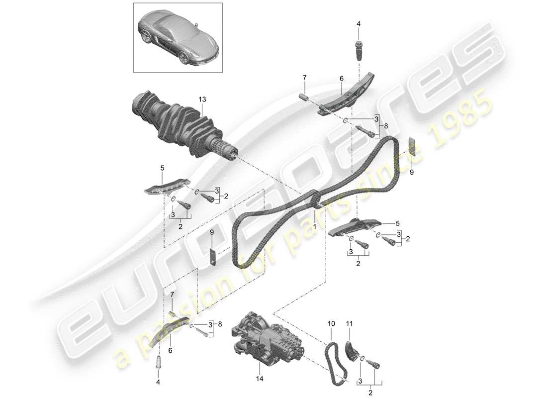 porsche 2012 (981 boxster) diagrama de piezas de control de válvula
