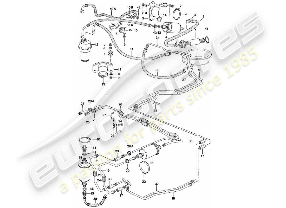 porsche 1984 (924) fuel system diagrama de piezas