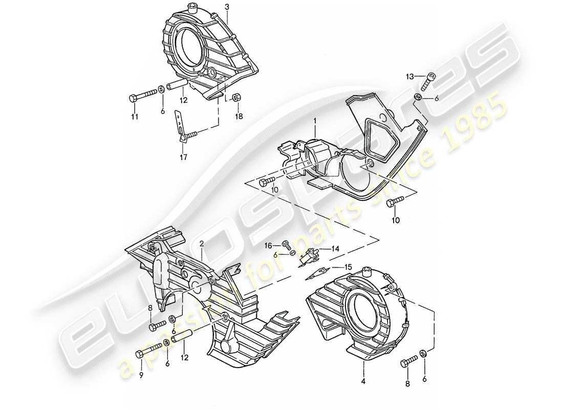 porsche 1990 (928) cubre correa dentada diagrama de piezas