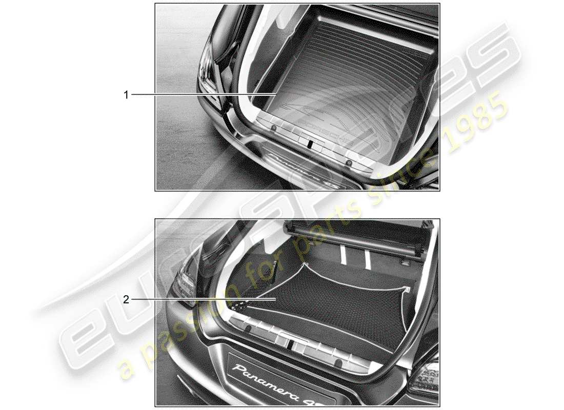 porsche 2011 (tequipment panamera) revestimiento del maletero diagrama de piezas