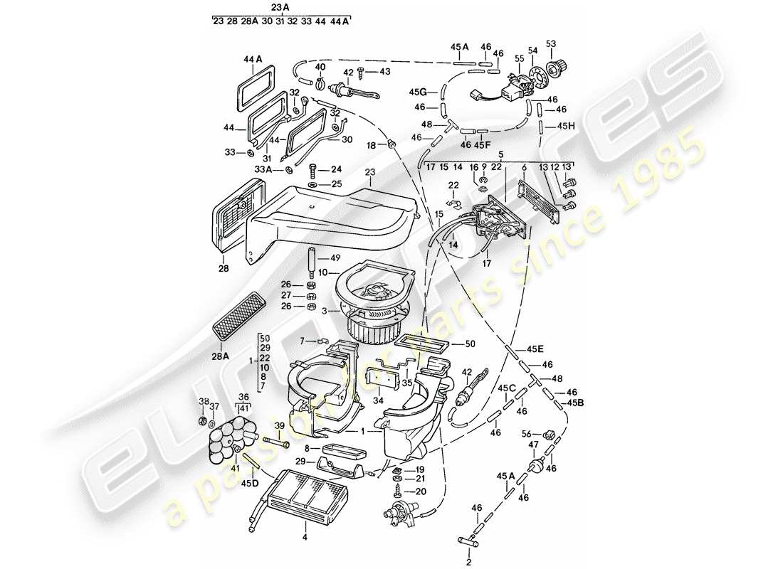 porsche 1977 (924) calentador diagrama de piezas