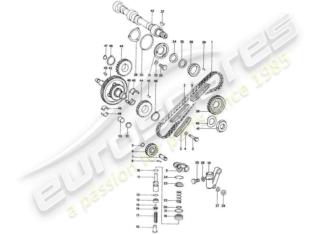 porsche 1972 (914) control de válvula diagrama de piezas