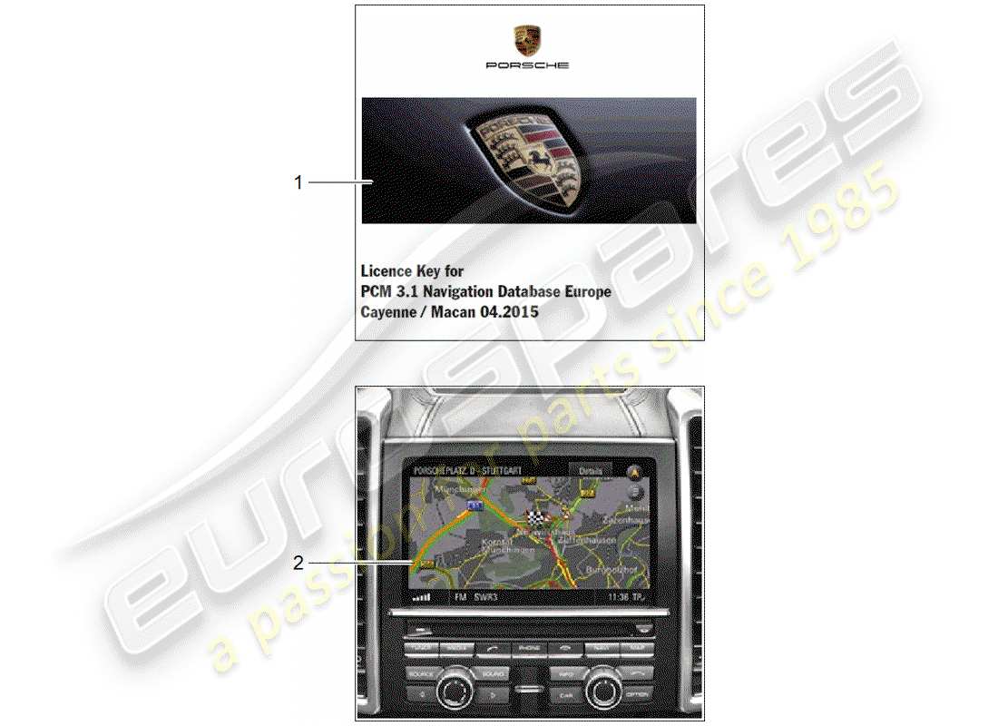 porsche 2019 (tequipment macan) sistema de navegación diagrama de piezas