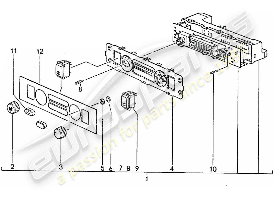 porsche 1990 (944) interruptor de control diagrama de piezas