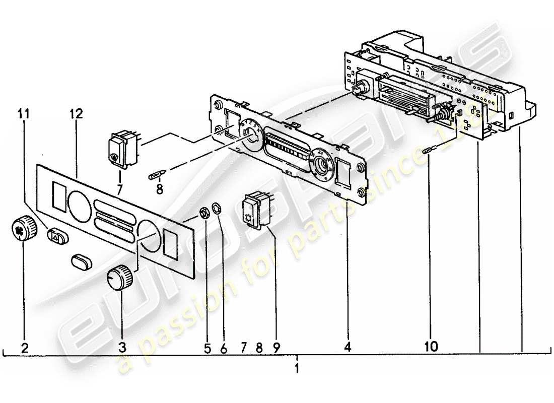 porsche 1993 (968) interruptor de control diagrama de piezas