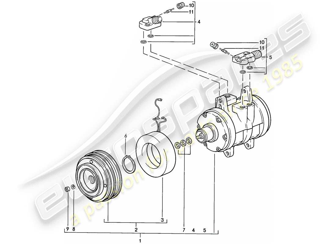 porsche 1982 (944) compresor diagrama de piezas