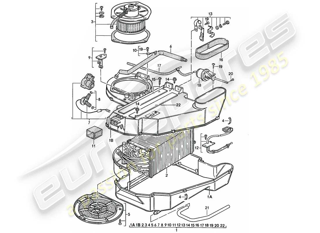 porsche 1987 (924s) aire acondicionado diagrama de piezas
