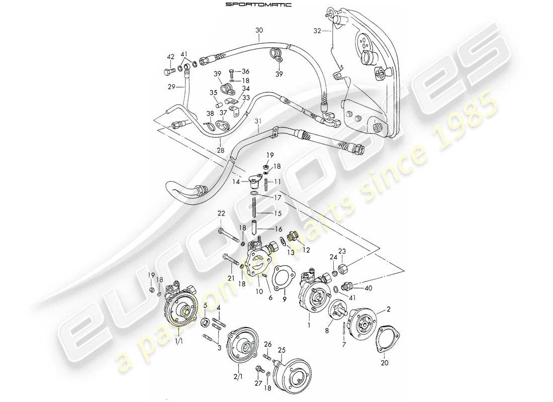 porsche 1973 (911) suministro de aceite - para - convertidor de par - sportomatic - d >> - mj 1971 diagrama de piezas