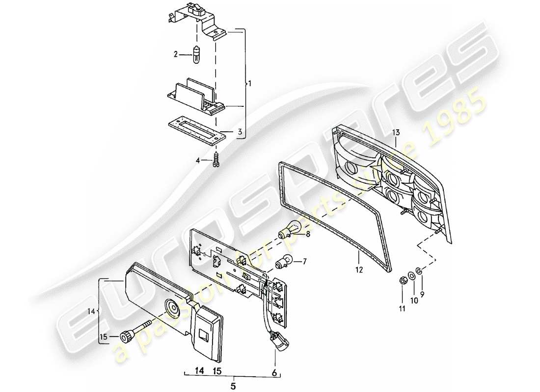 porsche 1982 (924) luz de matrícula - luz trasera diagrama de piezas