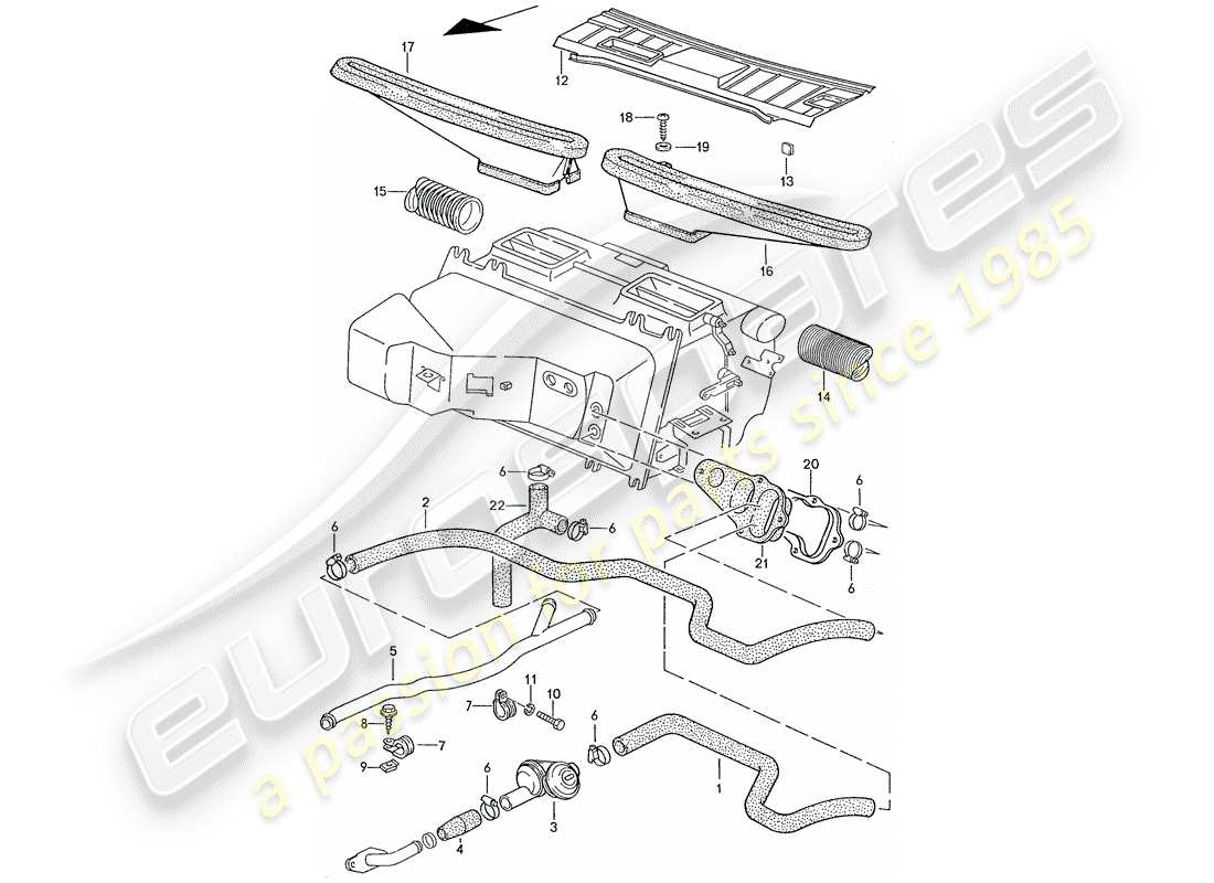 porsche 1991 (928) aire acondicionado - mangueras - boquillas de calefacción diagrama de piezas