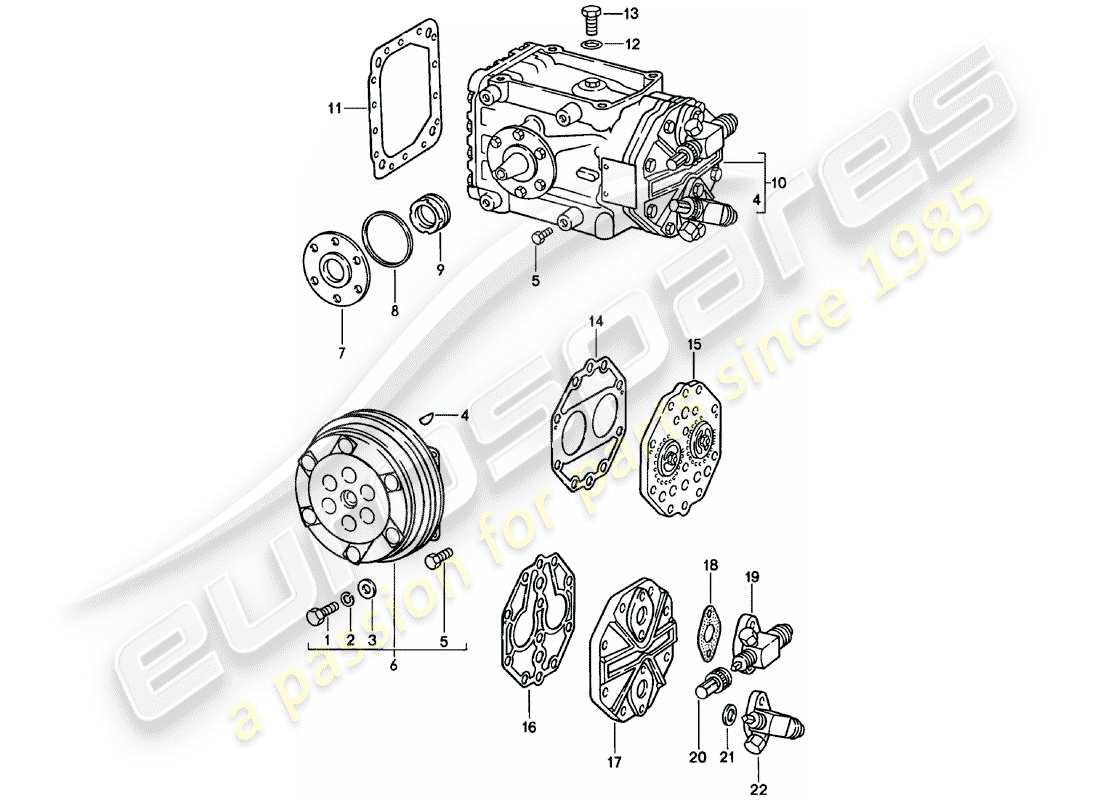 porsche 1981 (911) compresor diagrama de piezas