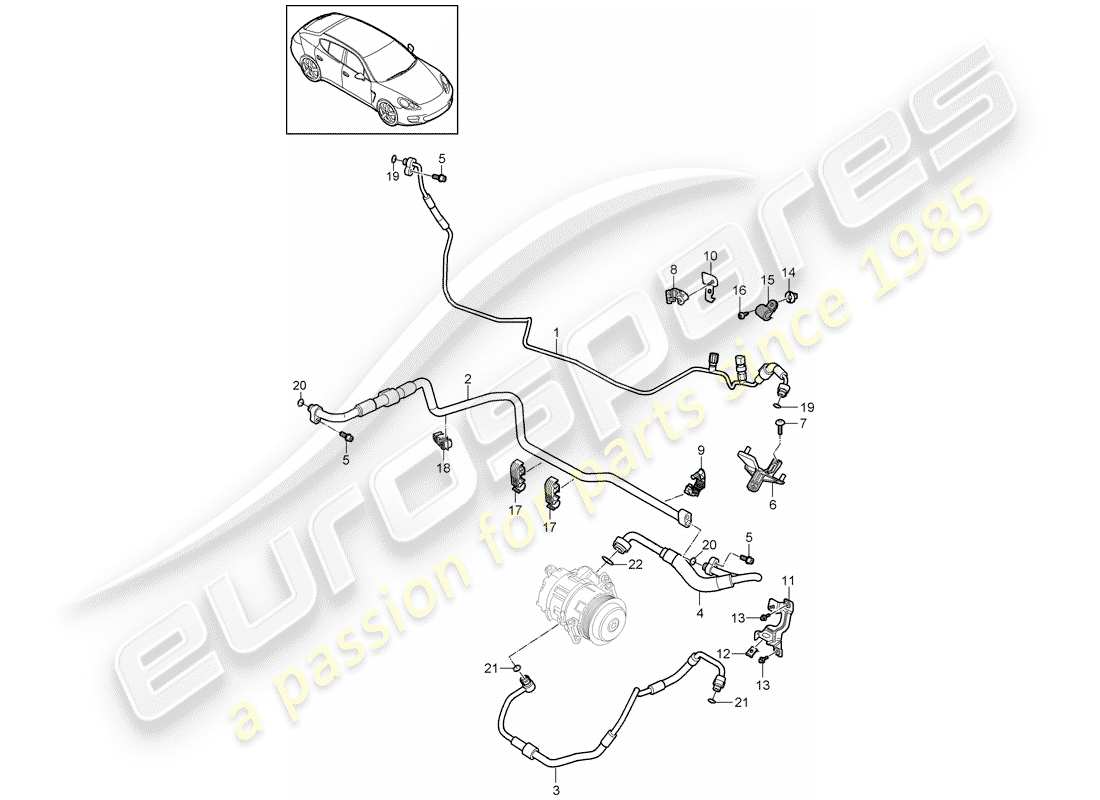 porsche 2014 (panamera 970) diagrama de piezas del circuito refrigerante