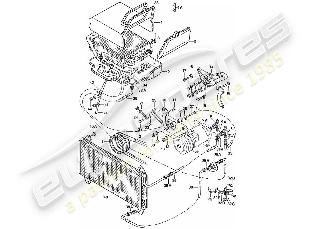 porsche 1977 (924) diagrama de piezas del aire acondicionado