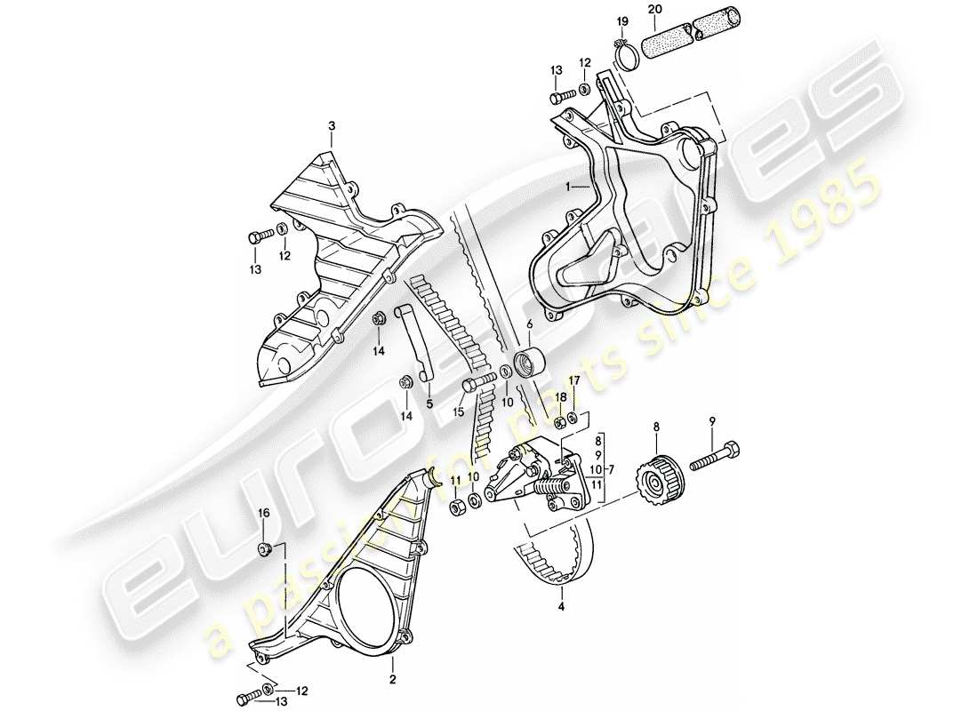 porsche 1987 (924s) árbol de levas - mecanismo de impulsión - d - mj 1987>> diagrama de piezas