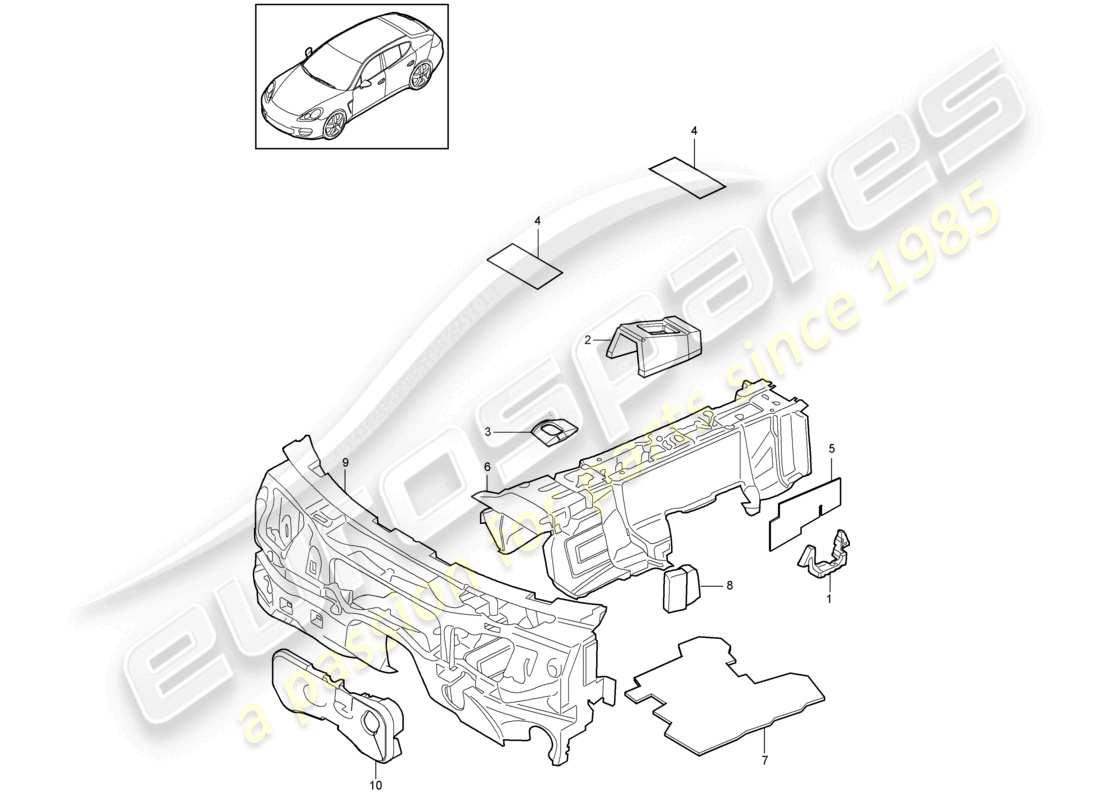 un diagrama de piezas del catálogo de piezas porsche 2010 (panamera 970)