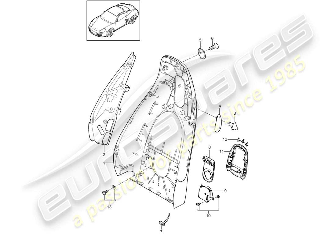 un diagrama de piezas del catálogo de piezas porsche 2011 (987 cayman)