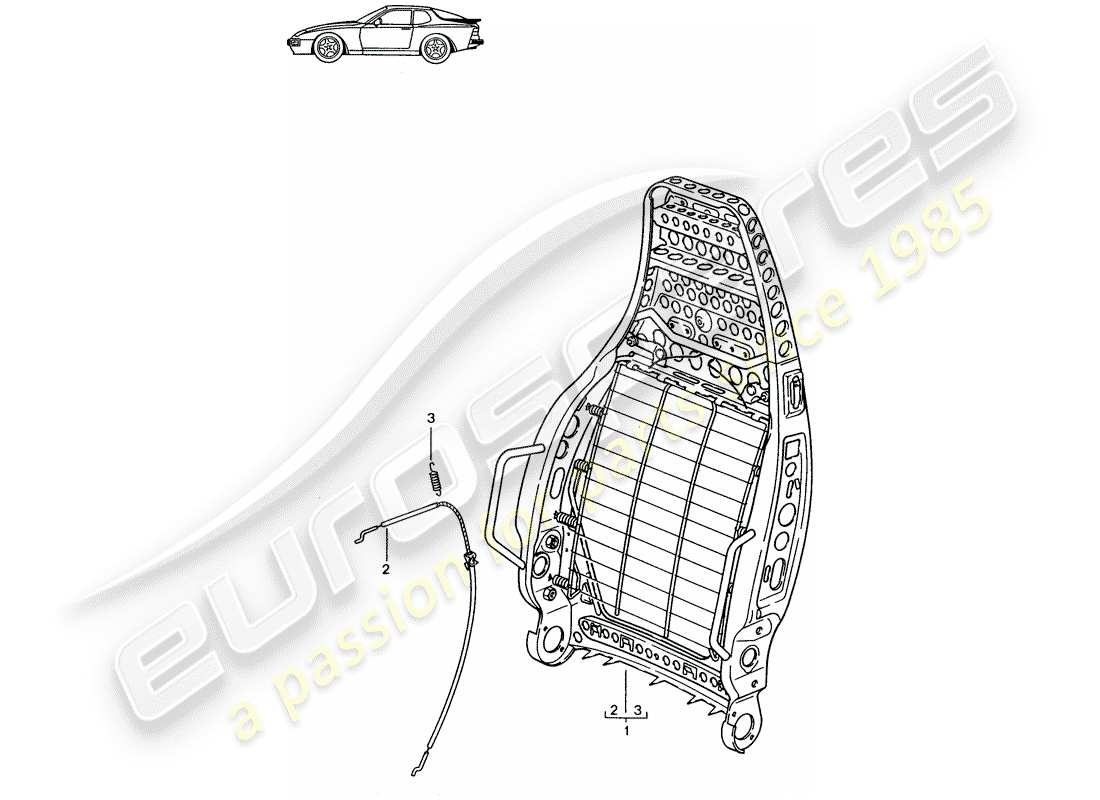 un diagrama de piezas del catálogo de piezas porsche 1986 (seats for 944/968/911/928)