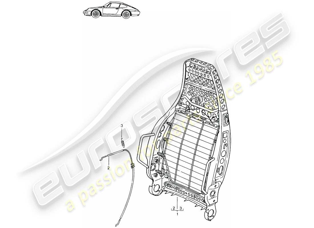un diagrama de piezas del catálogo de piezas porsche 1988 (seats for 944/968/911/928)