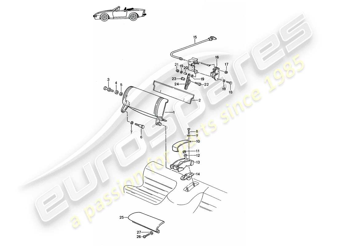 un diagrama de piezas del catálogo de piezas porsche 1986 (seats for 944/968/911/928)