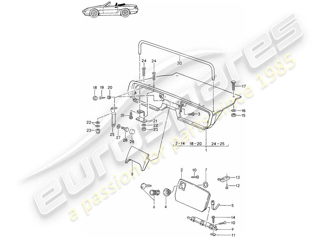 un diagrama de piezas del catálogo de piezas porsche 1994 (seats for 944/968/911/928)