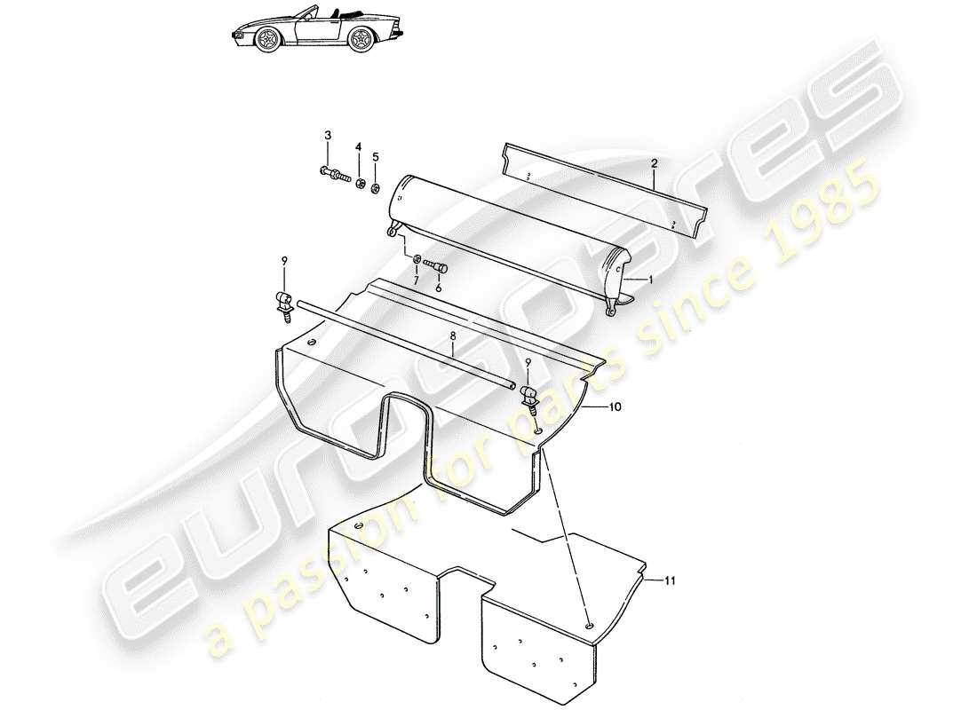 un diagrama de piezas del catálogo de piezas porsche 1998 (seats for 944/968/911/928)