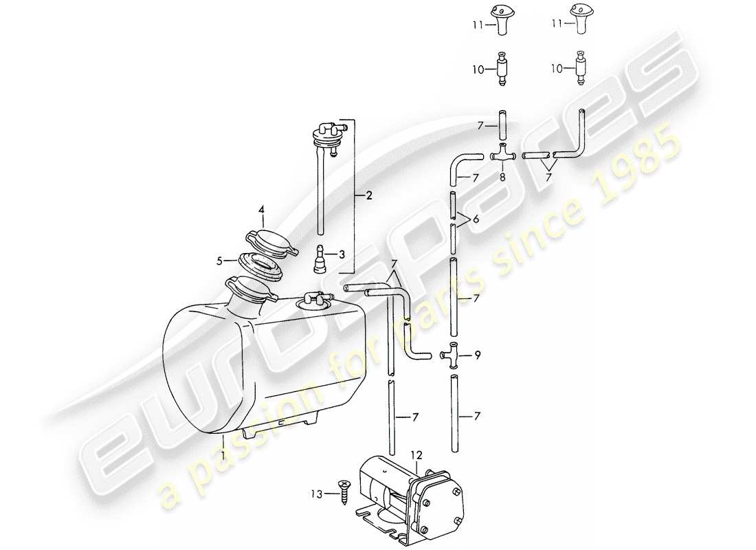 un diagrama de piezas del catálogo de piezas porsche 1966 (911/912)