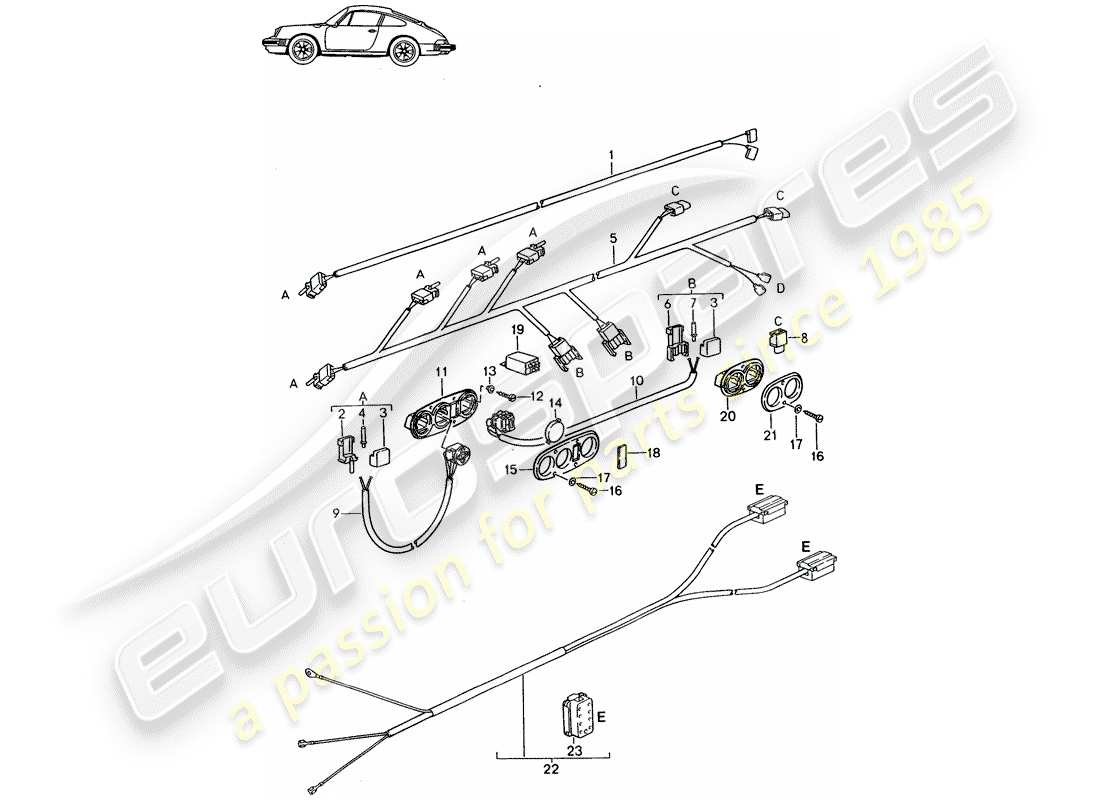 un diagrama de piezas del catálogo de piezas porsche 1985 (seats for 944/968/911/928)