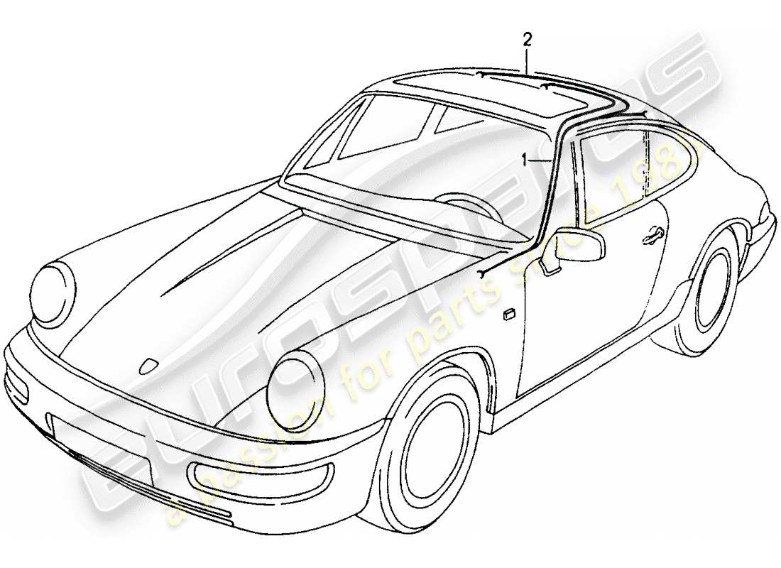 un diagrama de piezas del catálogo de piezas porsche 1990 (964)