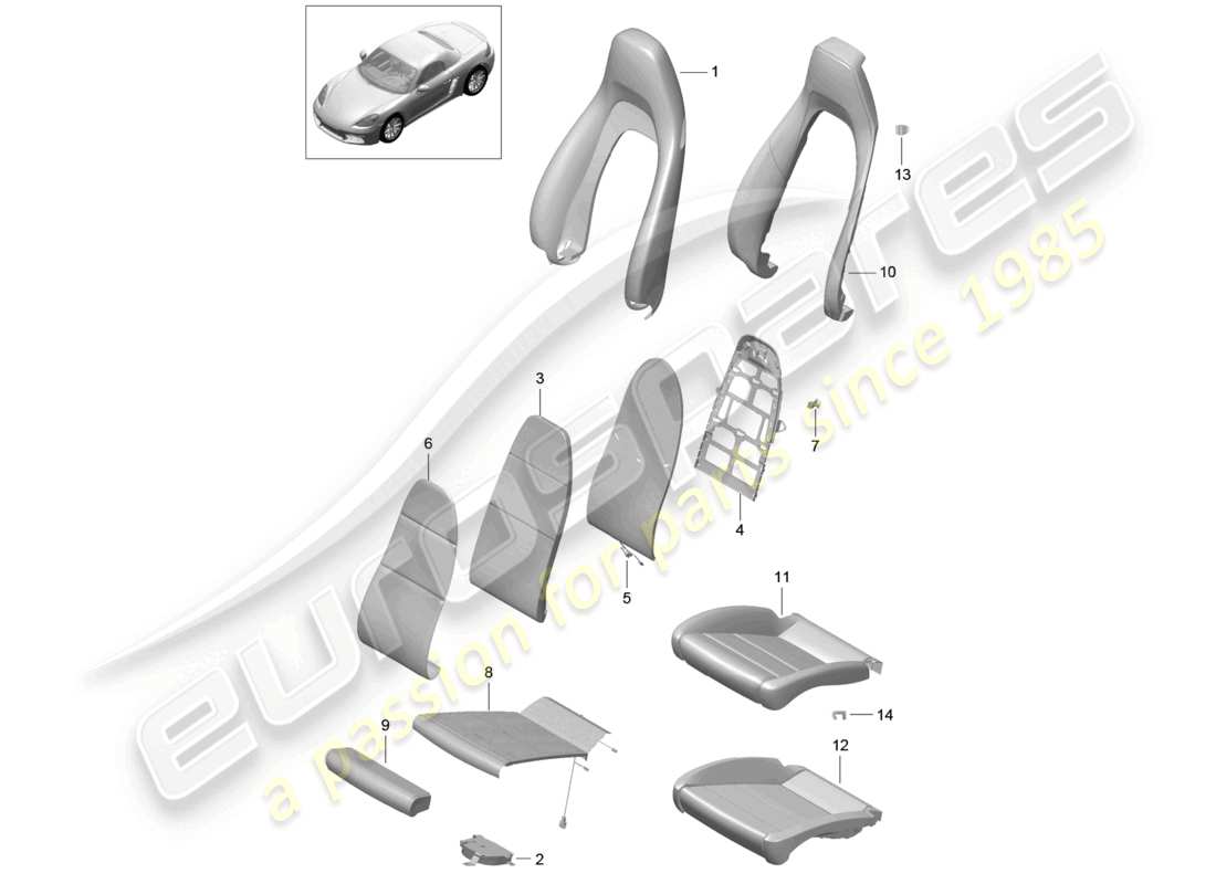 un diagrama de piezas del catálogo de piezas porsche 2017 (718 boxster)