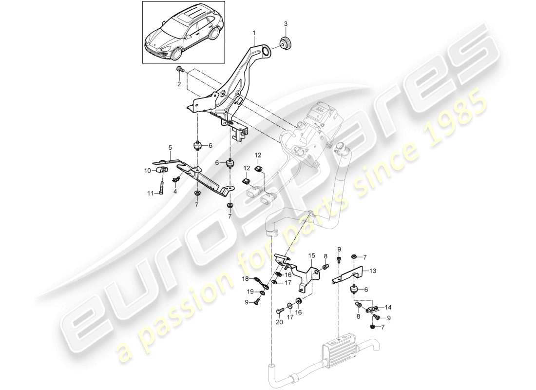 un diagrama de piezas del catálogo de piezas porsche 2017 (cayenne e2 92a)