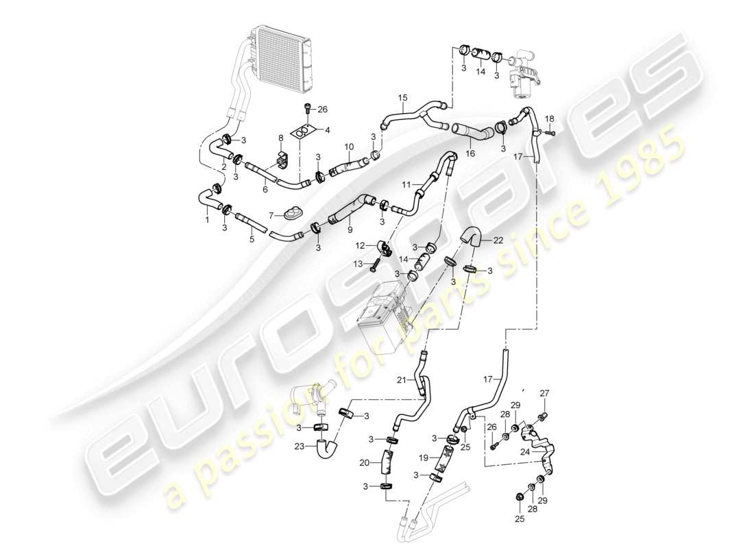 un diagrama de piezas del catálogo de piezas porsche 2006 (cayenne e1 9pa)