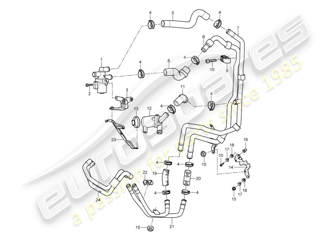 un diagrama de piezas del catálogo de piezas porsche 2006 (cayenne e1 9pa)