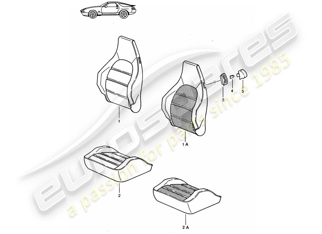 un diagrama de piezas del catálogo de piezas porsche 1985 (seats for 944/968/911/928)