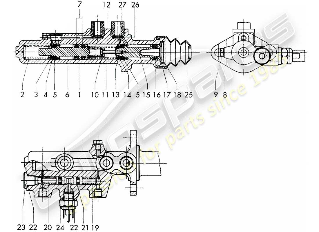 un diagrama de piezas del catálogo de piezas porsche 1967 (911/912)