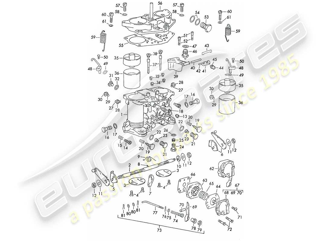 un diagrama de piezas del catálogo de piezas porsche 1961 (356b/356c)