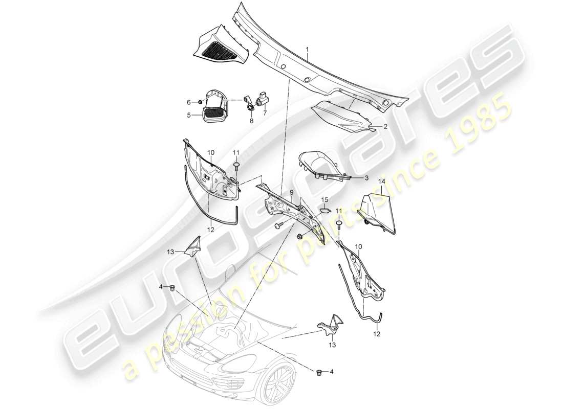 un diagrama de piezas del catálogo de piezas porsche 2018 (cayenne e2 92a)