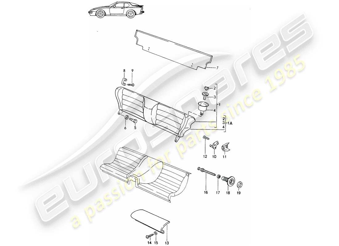 un diagrama de piezas del catálogo de piezas porsche 1991 (seats for 944/968/911/928)