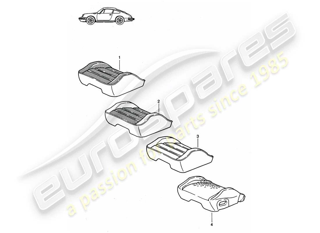 un diagrama de piezas del catálogo de piezas porsche 1996 (seats for 944/968/911/928)