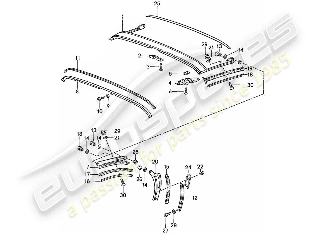 un diagrama de piezas del catálogo de piezas porsche 1988 (911)