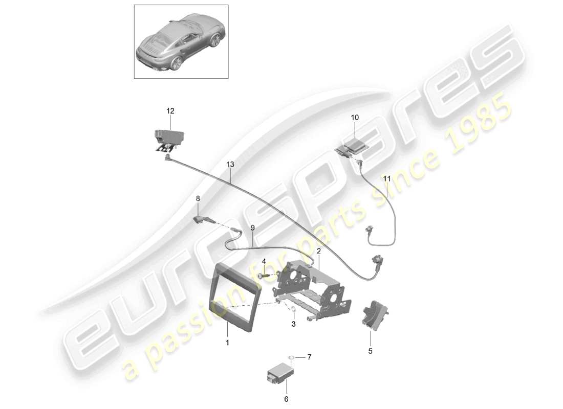 un diagrama de piezas del catálogo de piezas porsche 2015 (991-1 turbo)