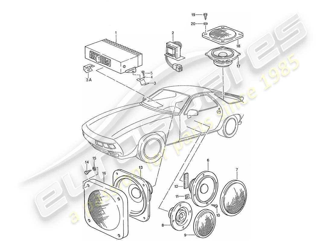 un diagrama de piezas del catálogo de piezas porsche 1991 (928)