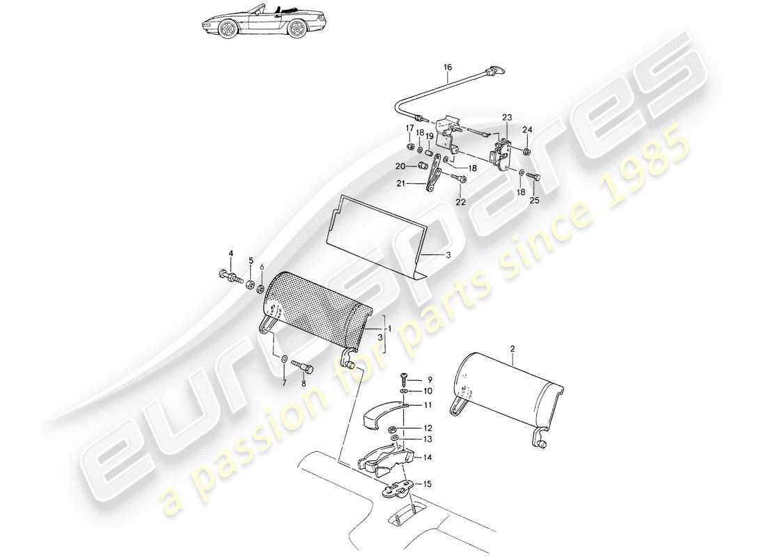 un diagrama de piezas del catálogo de piezas porsche 1990 (seats for 944/968/911/928)