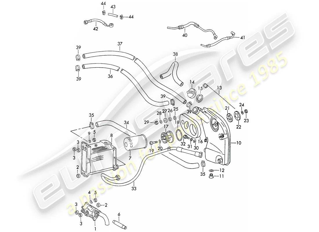 un diagrama de piezas del catálogo de piezas porsche 1973 (911)