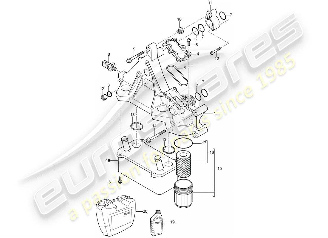 porsche 2005 (cayenne e1 9pa) diagrama de piezas del filtro de aceite