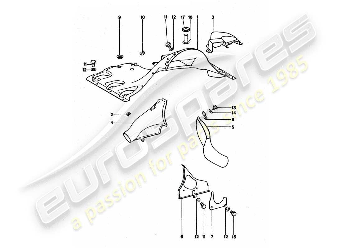 porsche 1977 (911 turbo) ducto de aire diagrama de piezas