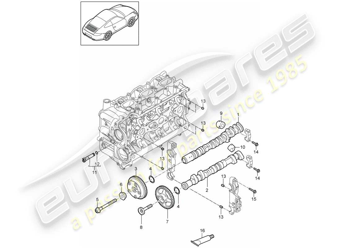 porsche 2011 (997-2) árbol de levas diagrama de piezas