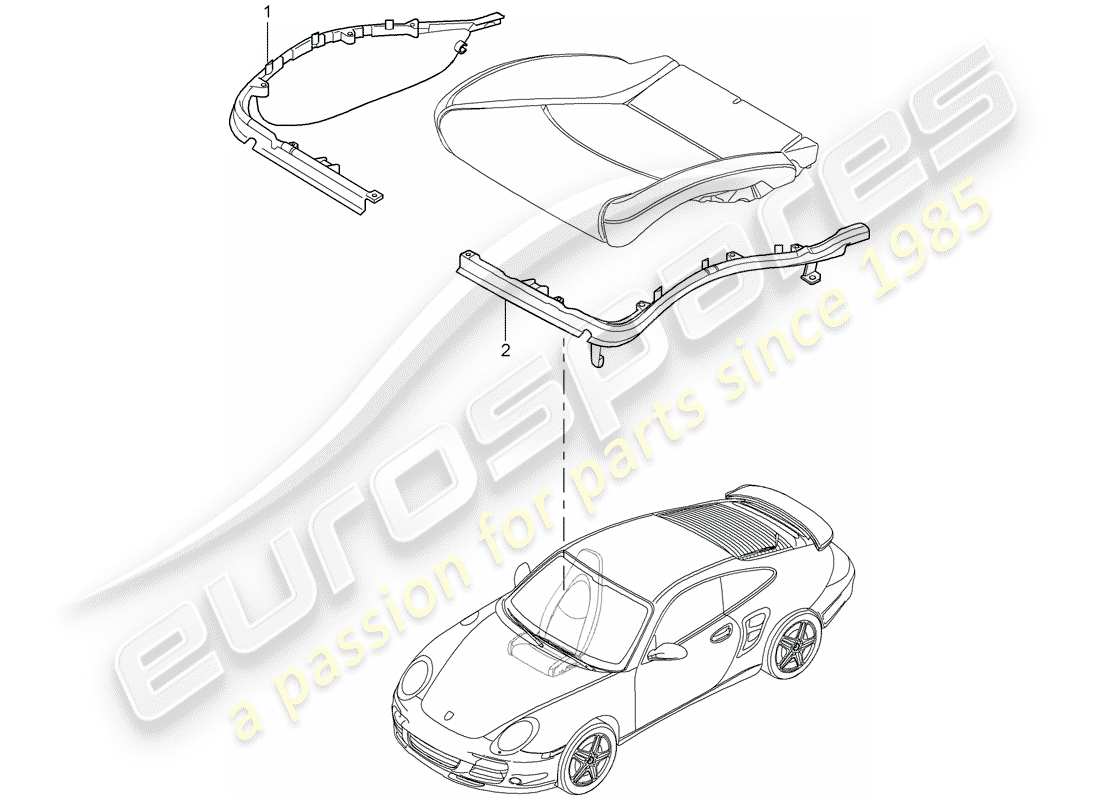 porsche 2008 (997-1 turbo / gt2) portador de cojín diagrama de piezas